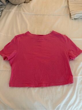SKIMS Cropped Hot Pink Women's Fits Everybody T-Shirt